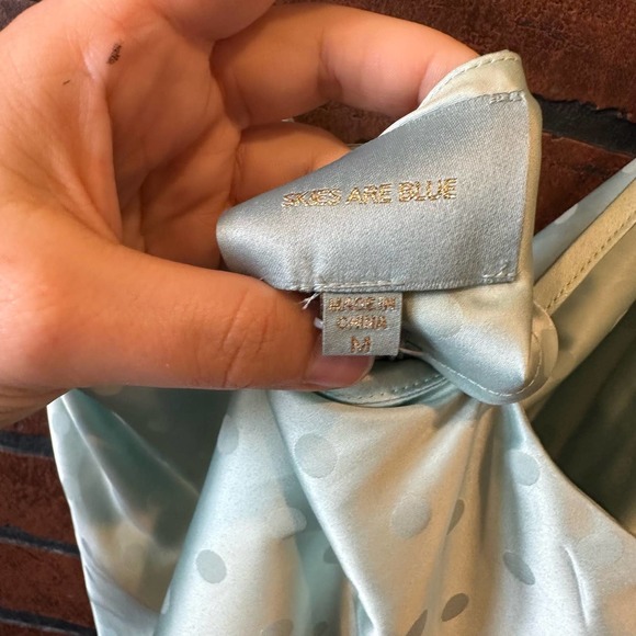 NWT Skies Are Blue Silky Polka Dot Mint Green Slip Dress Size Medium - Picture 5 of 13